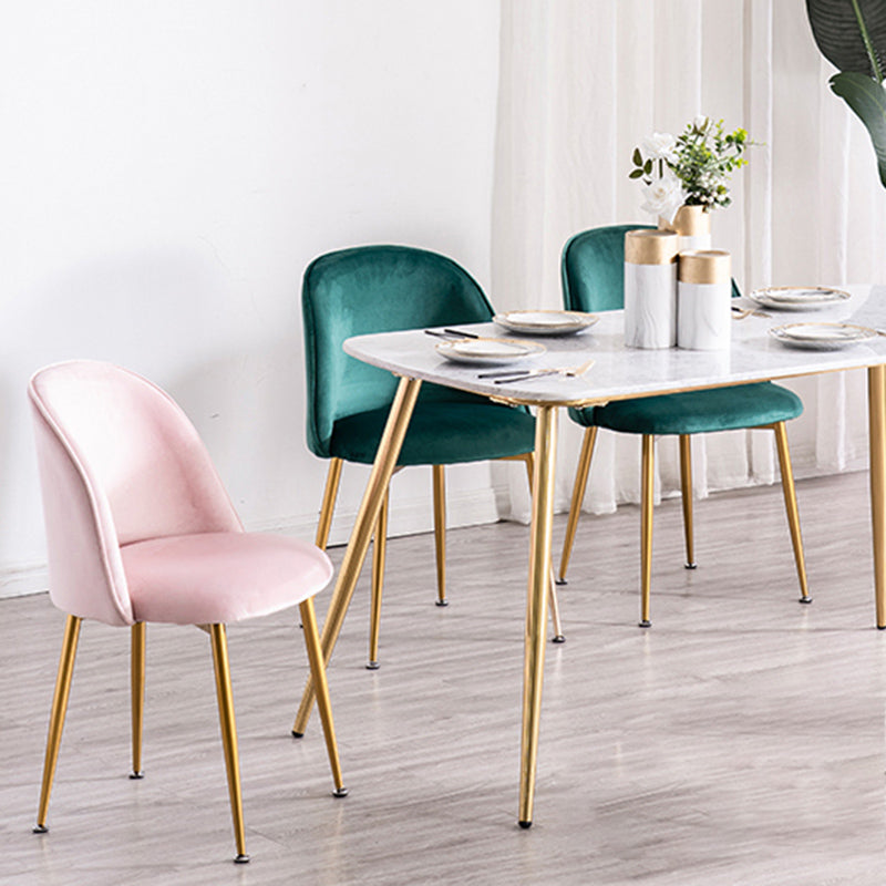 Glam Dining Side Chairs for Home Use Cushioned Armless Chair with Gold Legs
