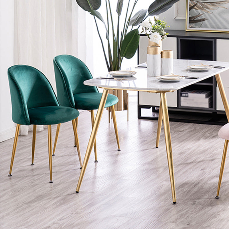 Glam Dining Side Chairs for Home Use Cushioned Armless Chair with Gold Legs