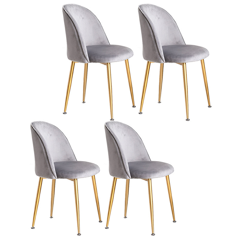 Glam Dining Side Chairs for Home Use Cushioned Armless Chair with Gold Legs