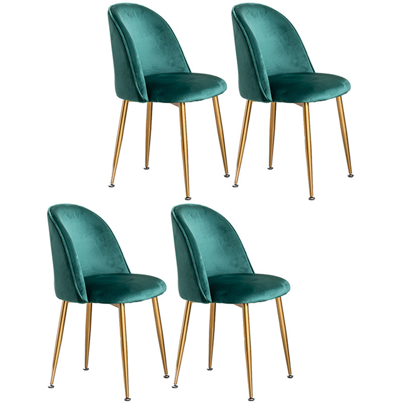 Glam Dining Side Chairs for Home Use Cushioned Armless Chair with Gold Legs