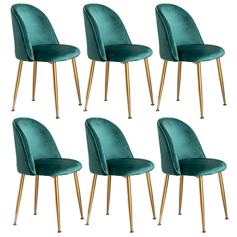 Glam Dining Side Chairs for Home Use Cushioned Armless Chair with Gold Legs