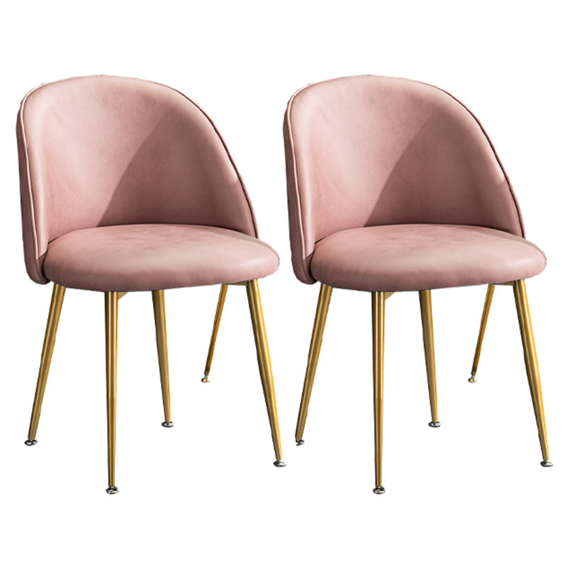Glam Dining Side Chairs for Home Use Cushioned Armless Chair with Gold Legs