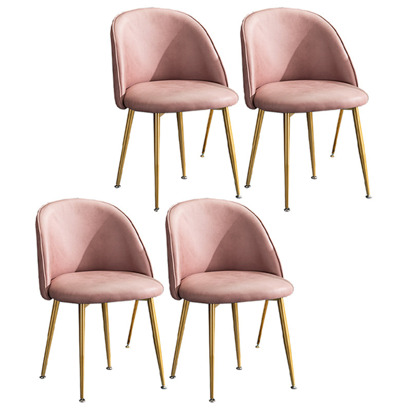 Glam Dining Side Chairs for Home Use Cushioned Armless Chair with Gold Legs