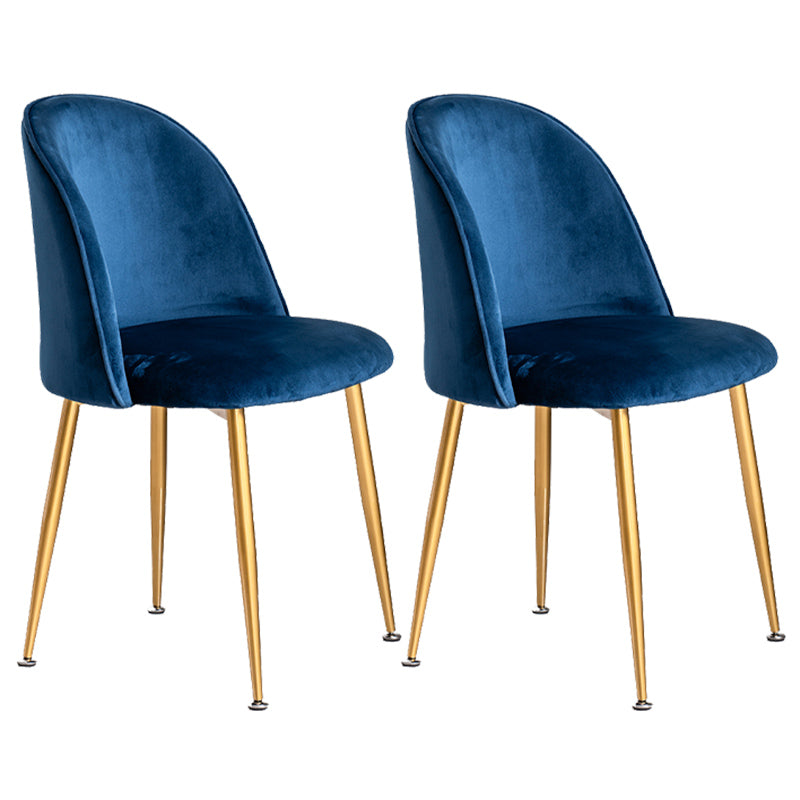 Glam Dining Side Chairs for Home Use Cushioned Armless Chair with Gold Legs