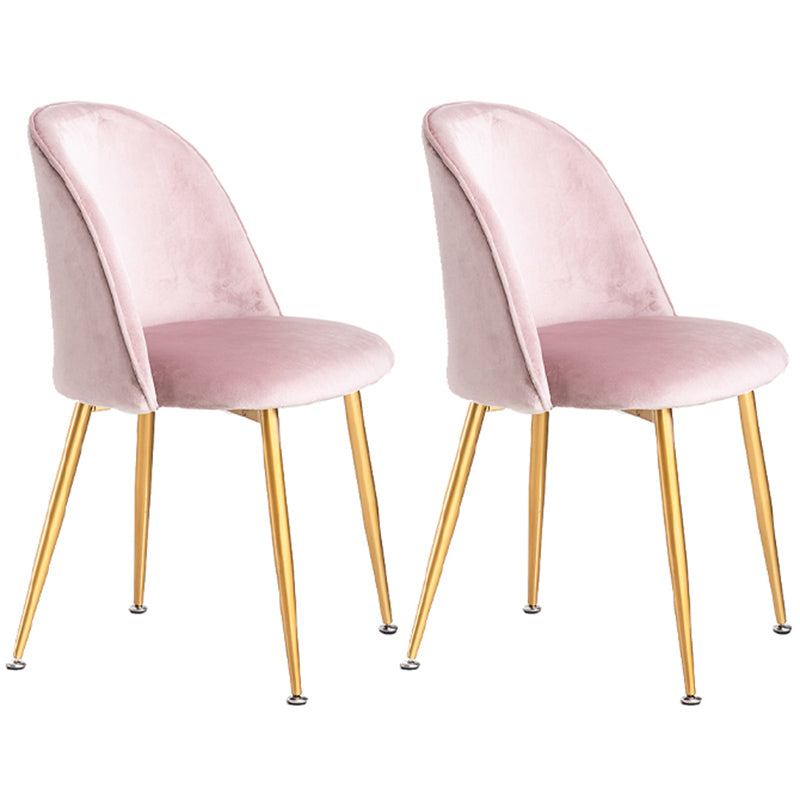 Glam Dining Side Chairs for Home Use Cushioned Armless Chair with Gold Legs