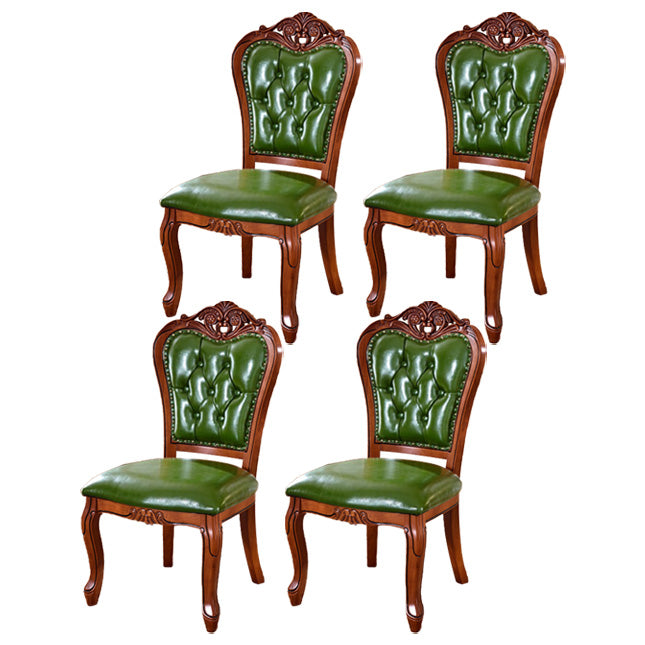 Leather Open Back Dining Side Chair Kitchen Dining Chair with Solid Wood Legs