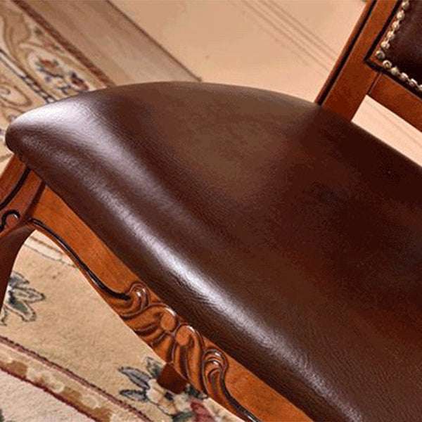 Leather Open Back Dining Side Chair Kitchen Dining Chair with Solid Wood Legs