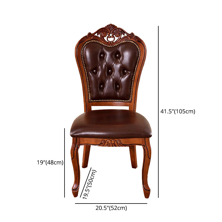 Leather Open Back Dining Side Chair Kitchen Dining Chair with Solid Wood Legs