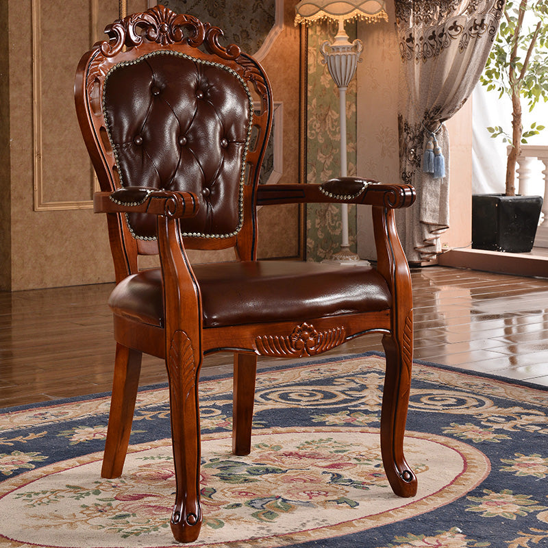 Chaise d'intérieur à dossier ouvert en bois de style victorien, chaise de salle à manger de 24 pouces de large