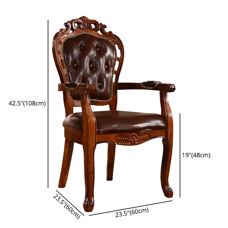 Chaise d'intérieur à dossier ouvert en bois de style victorien, chaise de salle à manger de 24 pouces de large
