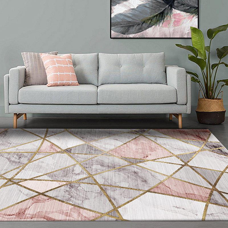 Stylish Modern Area Carpet Abstract Pattern Polyester Area Rug Stain Resistant Rug for Home Decor