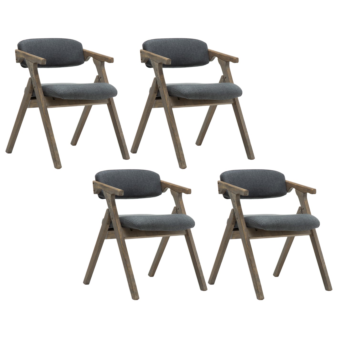 Country Style Dining Arm Chairs Open Back Foldable Upholstered Armchair