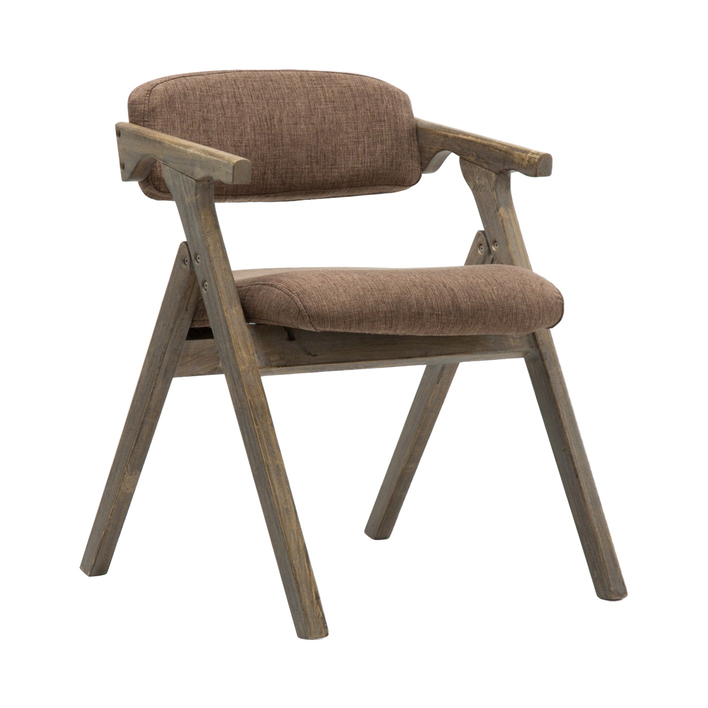 Country Style Dining Arm Chairs Open Back Foldable Upholstered Armchair