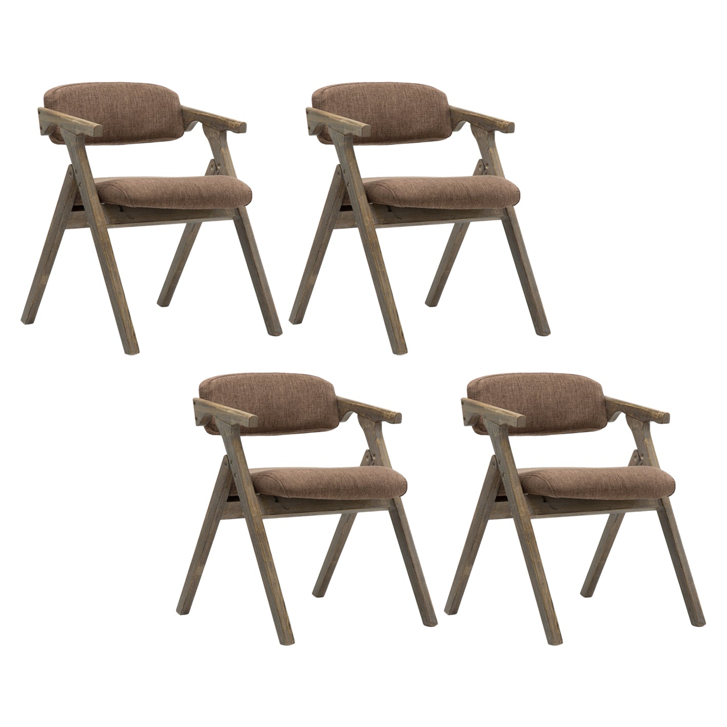 Country Style Dining Arm Chairs Open Back Foldable Upholstered Armchair