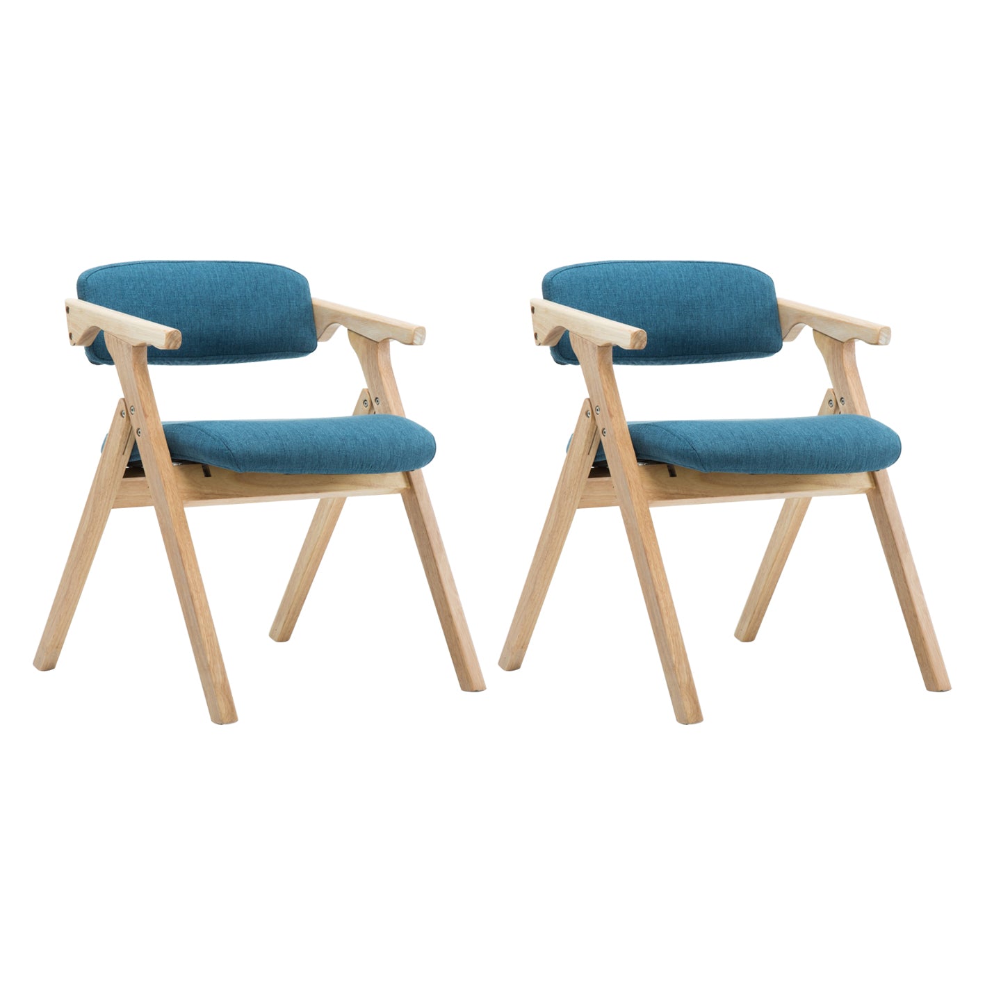 Country Style Dining Arm Chairs Open Back Foldable Upholstered Armchair