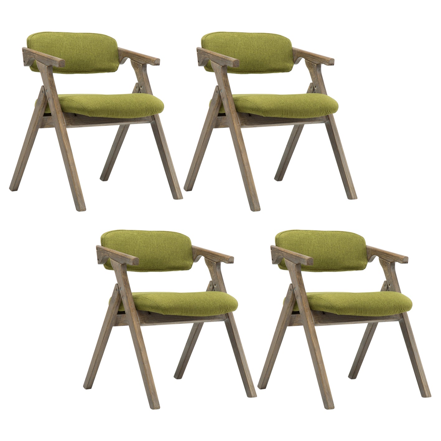 Country Style Dining Arm Chairs Open Back Foldable Upholstered Armchair