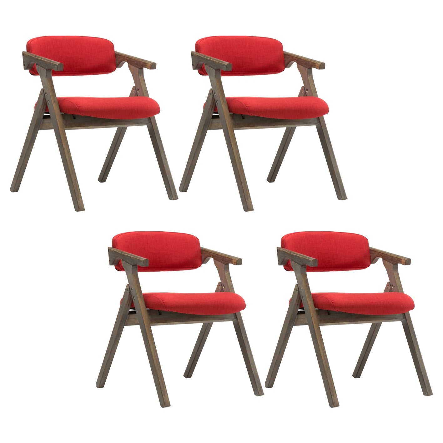 Country Style Dining Arm Chairs Open Back Foldable Upholstered Armchair