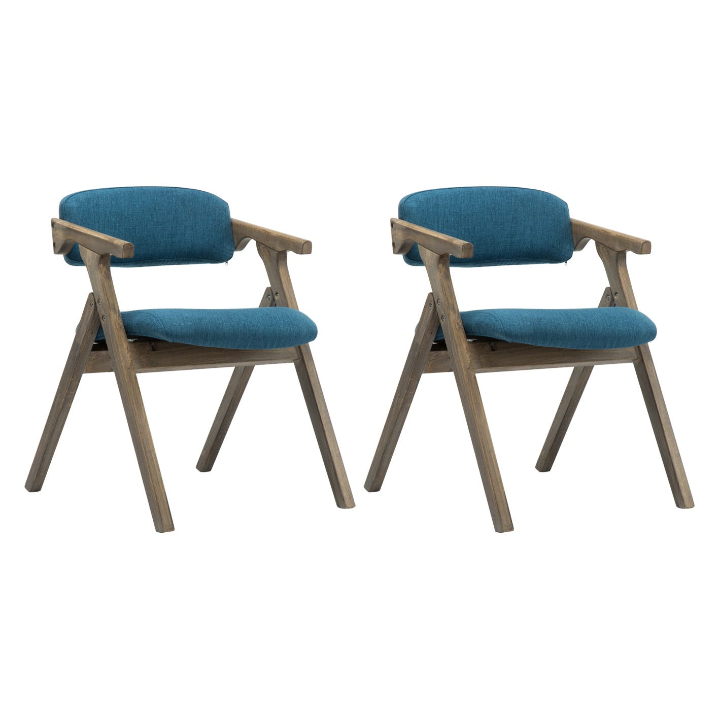 Country Style Dining Arm Chairs Open Back Foldable Upholstered Armchair