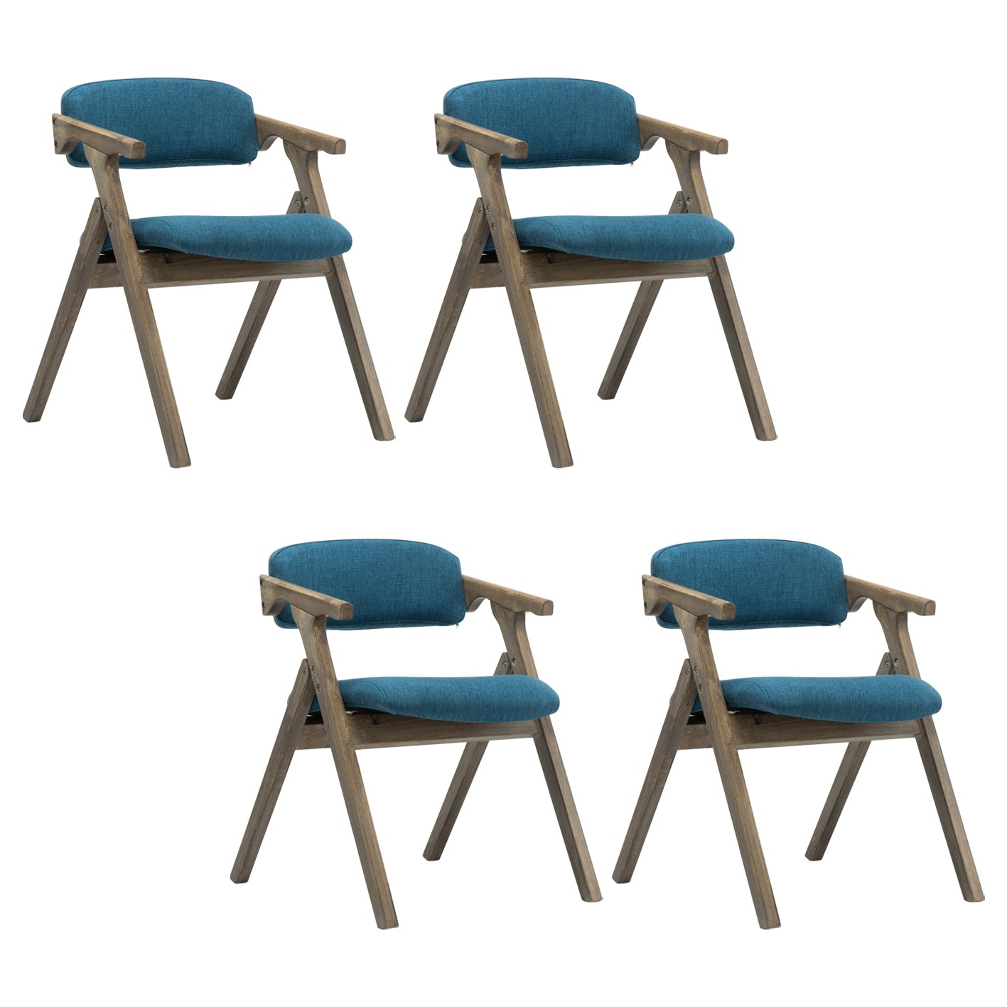 Country Style Dining Arm Chairs Open Back Foldable Upholstered Armchair