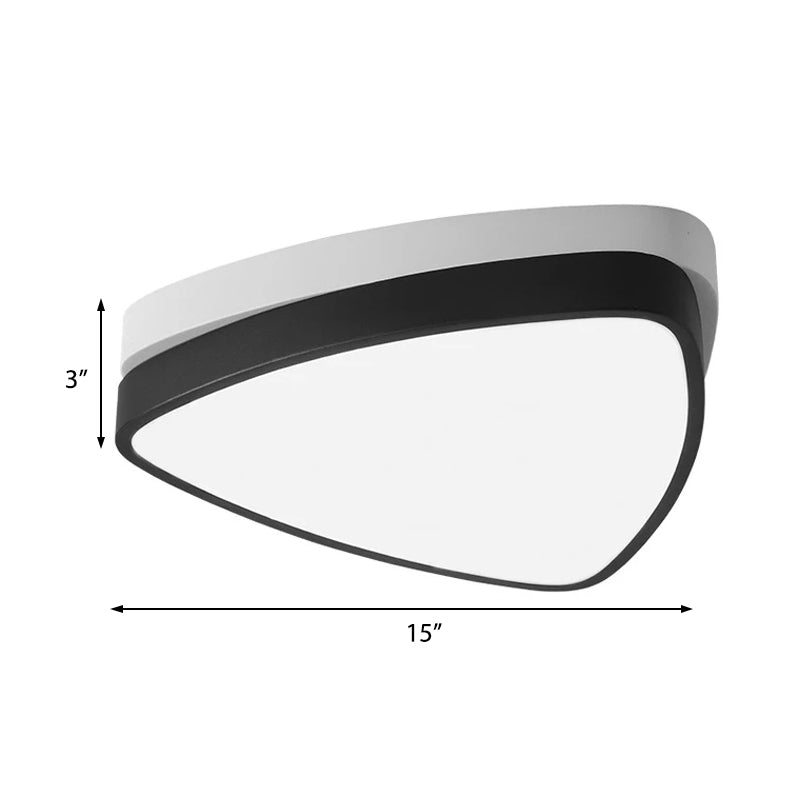 Plafonniers triangulaires pour chambre à coucher, 15/19/23 pouces, plafonnier moderne en fer et acrylique en blanc et noir, blanc chaud/blanc