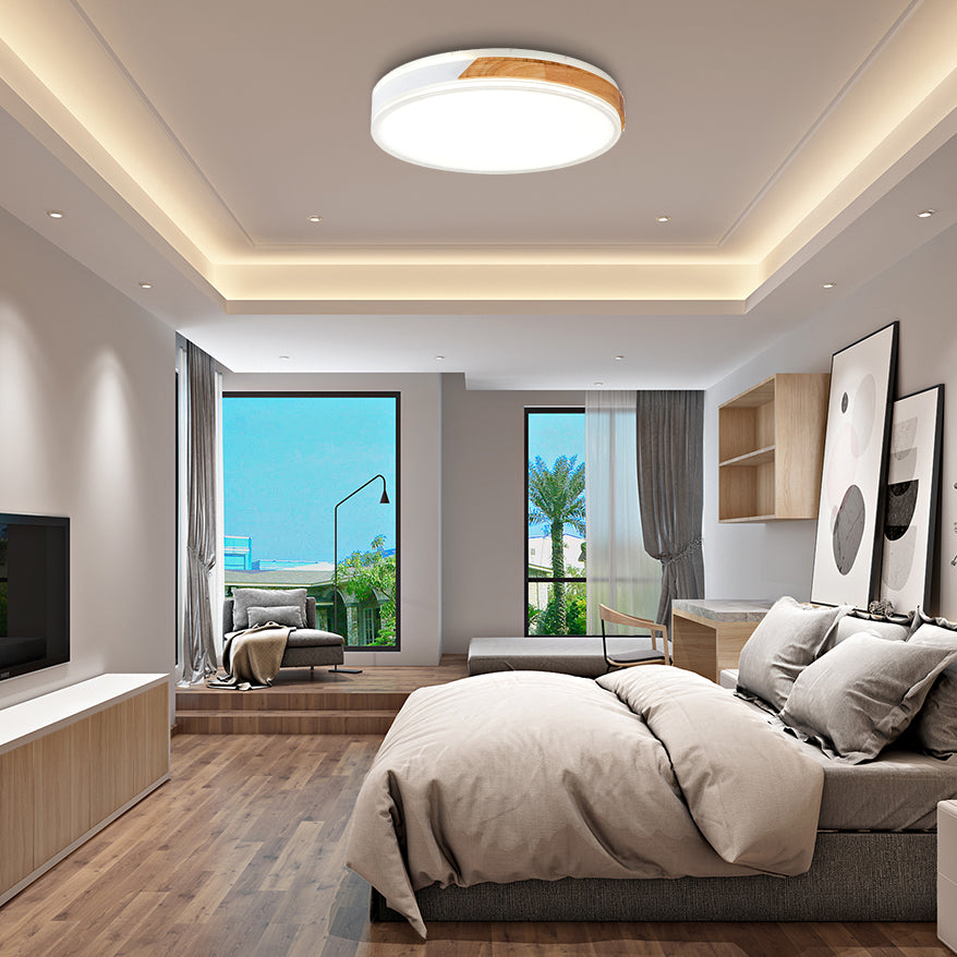 Plafonnier encastré moderne en bois et fer, blanc chaud/blanc, luminaire décoratif d'intérieur, blanc/or