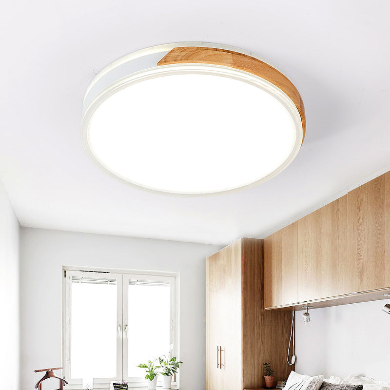 Plafonnier encastré moderne en bois et fer, blanc chaud/blanc, luminaire décoratif d'intérieur, blanc/or