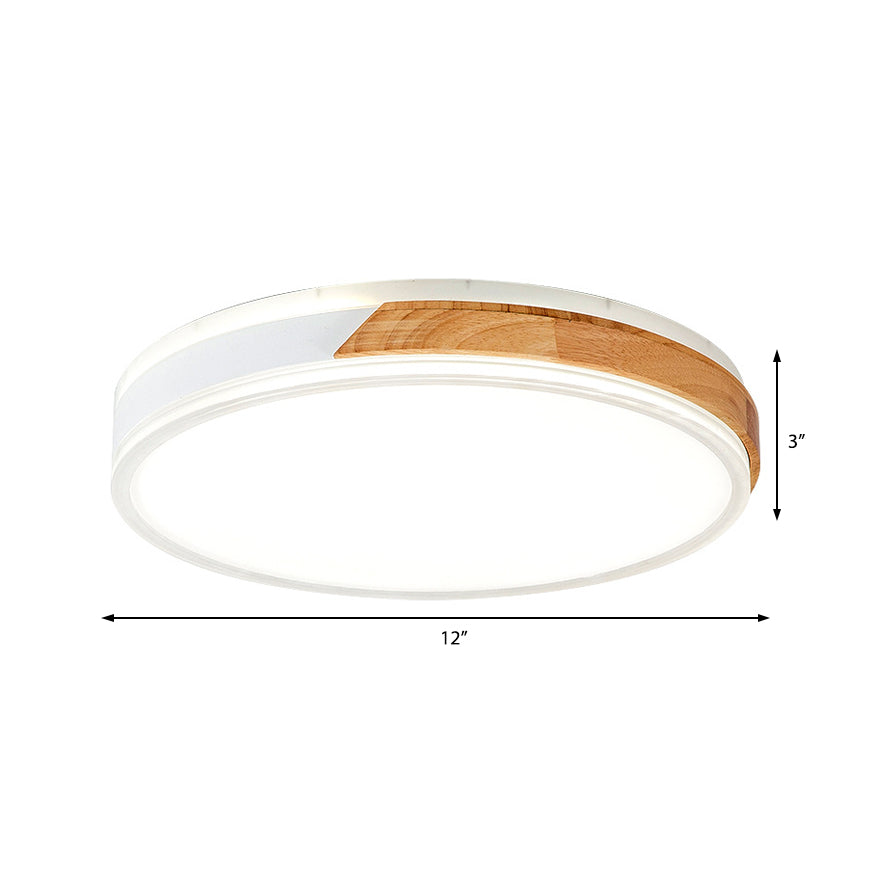 Lámpara de techo blanca/cálida, montaje empotrado, lámpara moderna de madera y hierro, montaje empotrado en blanco/oro para interiores