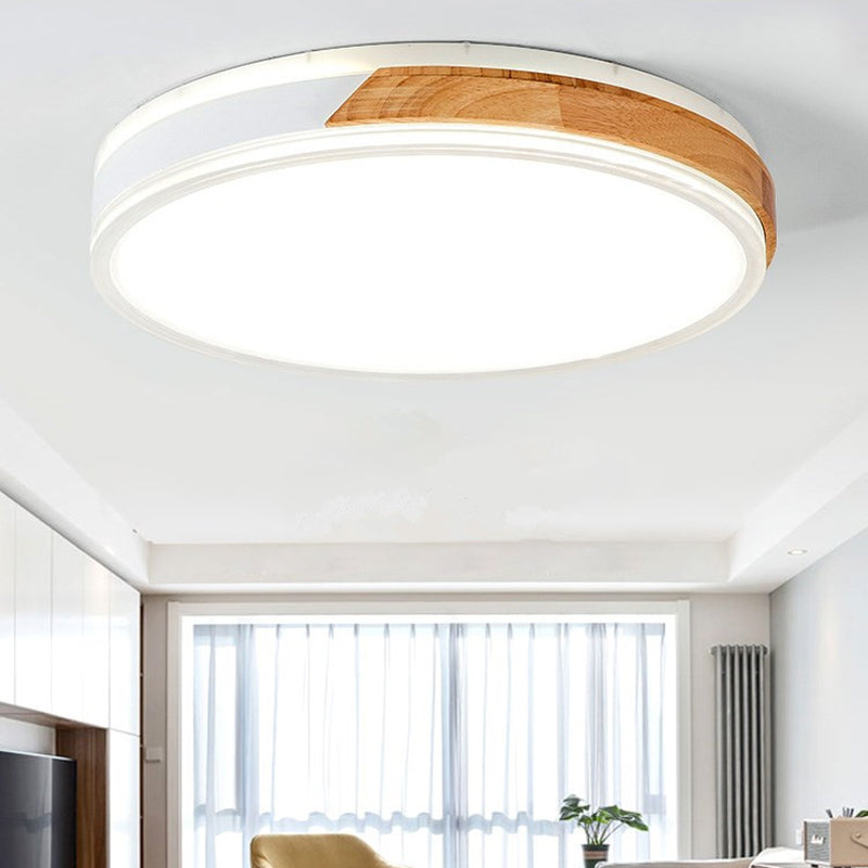 Plafonnier encastré moderne en bois et fer, blanc chaud/blanc, luminaire décoratif d'intérieur, blanc/or