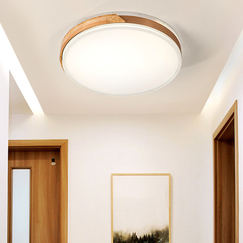 Plafonnier encastré moderne en bois et fer, blanc chaud/blanc, luminaire décoratif d'intérieur, blanc/or