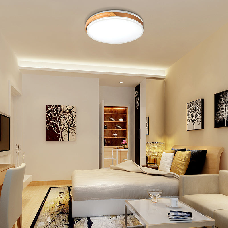 Plafonnier encastré moderne en bois et fer, blanc chaud/blanc, luminaire décoratif d'intérieur, blanc/or