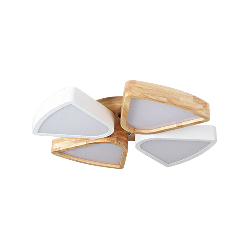 Plafonniers de salon à 4/6 lumières, montage encastré, luminaire moderne en bois et fer en blanc chaud/blanc