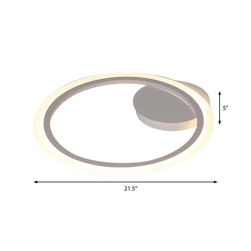 Plafonnier à anneau lumineux 1/2/3 pour chambre à coucher, luminaire moderne en acrylique Unique en blanc, chaud/blanc