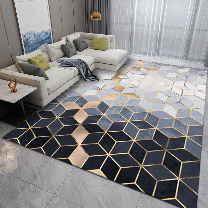 Grey Modern Carpet Polyester Striped Carpet Non-Slip Backing Carpet for Living Room