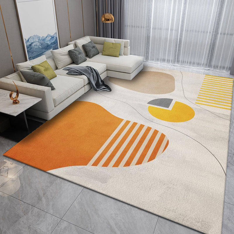 Grey Modern Carpet Polyester Striped Carpet Non-Slip Backing Carpet for Living Room