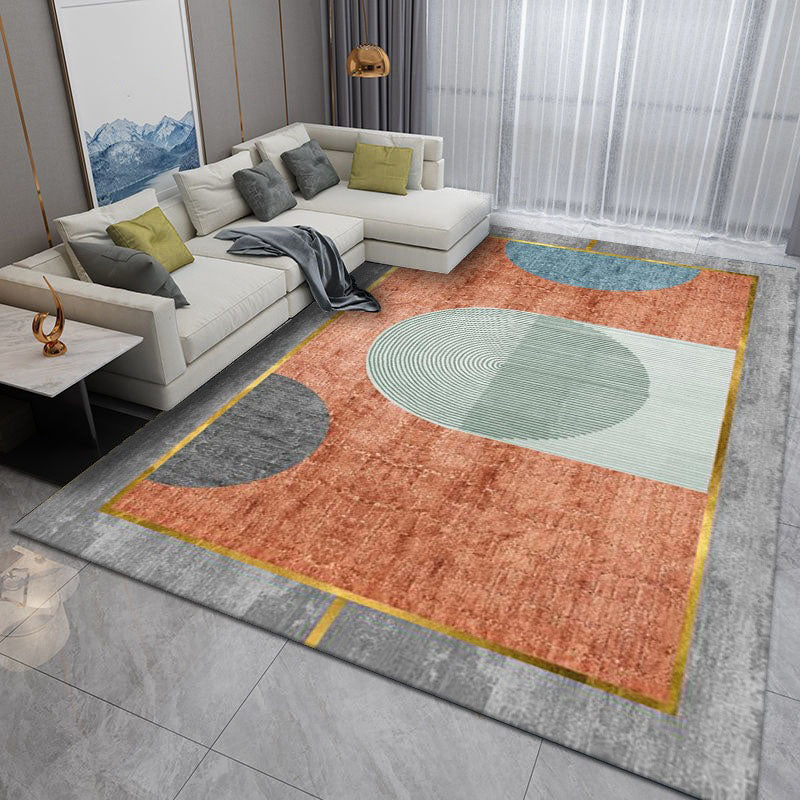 Black Simplicity Rug Polyester Color Block Rug Non-Slip Backing Rug for Home Decor