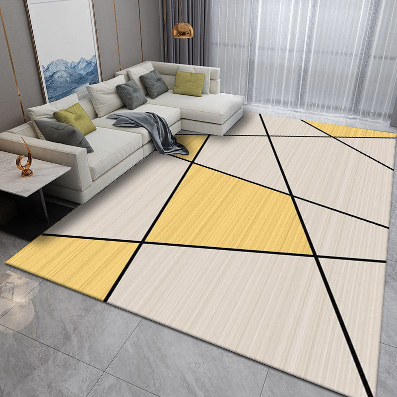 Black Simplicity Rug Polyester Color Block Rug Non-Slip Backing Rug for Home Decor