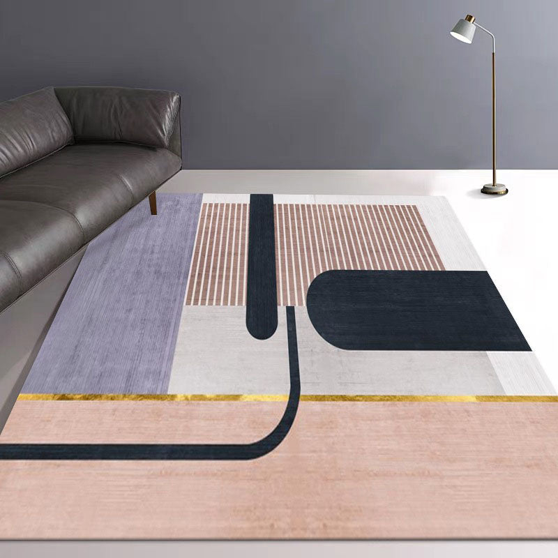 Tapis noir simplicité en Polyester, bloc de couleurs, avec envers antidérapant, pour la décoration de la maison