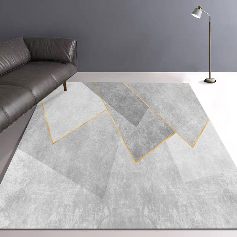 Black Simplicity Rug Polyester Color Block Rug Non-Slip Backing Rug for Home Decor