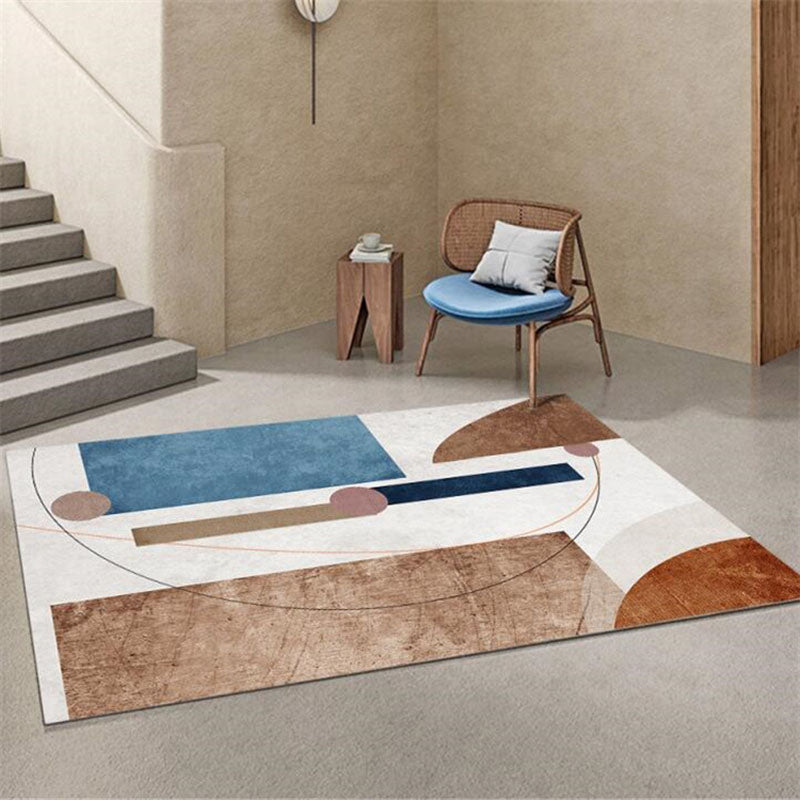 Tapis nordique rose en Polyester, bloc de couleur, lavable, pour la décoration de la maison
