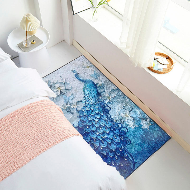 Navy Modern Rug Animal Pattern Polyester Area Carpet Stain Resistant Rug for Bedroom