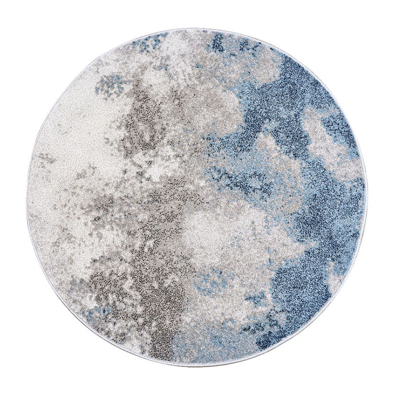 Grey Tie-Dye Print Area Carpet Modern Polyester Area Rug Easy Care Washable Rug for Home Decor