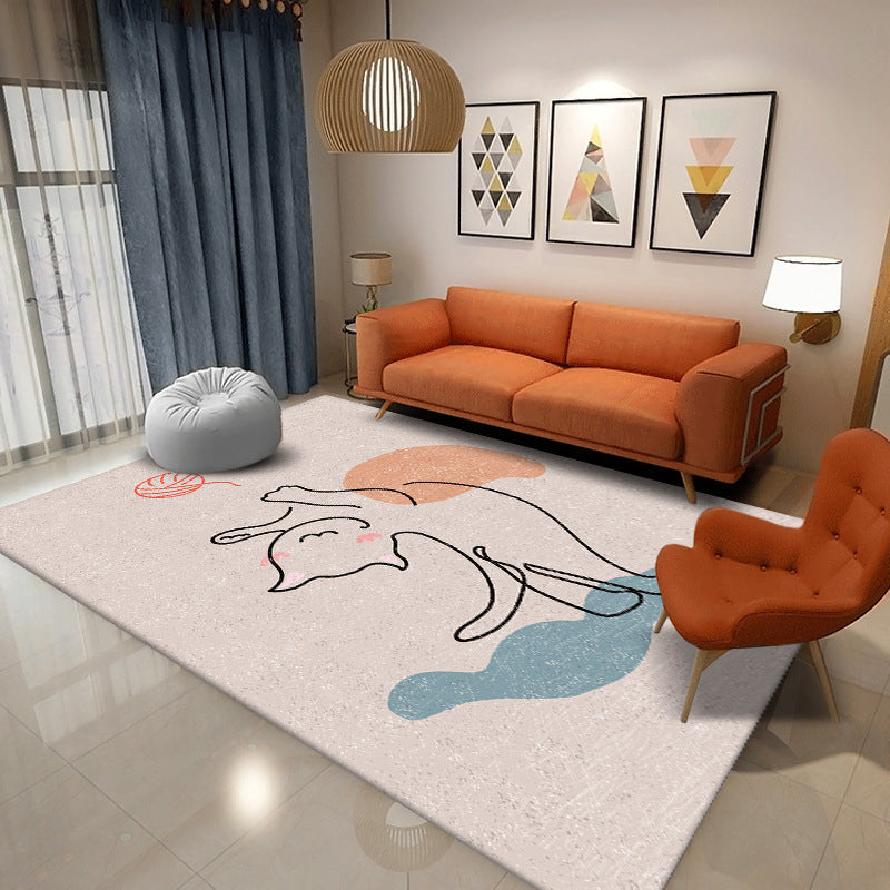 Black Moden Carpet Polyester Color Block Carpet Washable Carpet for Living Room