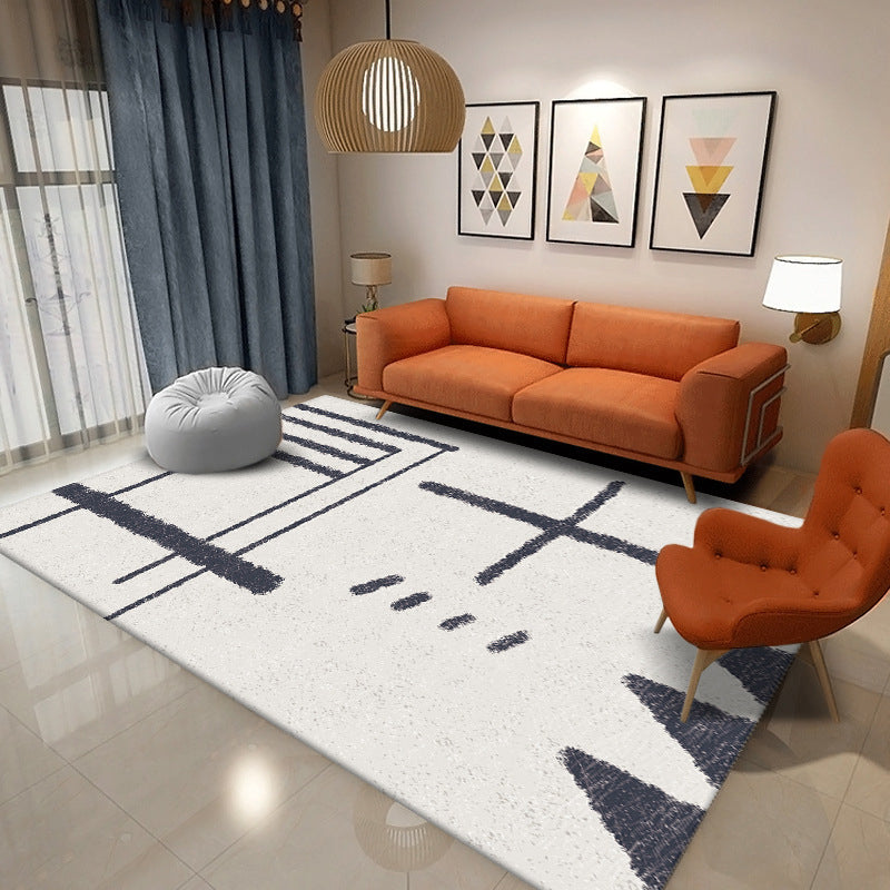 Black Moden Carpet Polyester Color Block Carpet Washable Carpet for Living Room