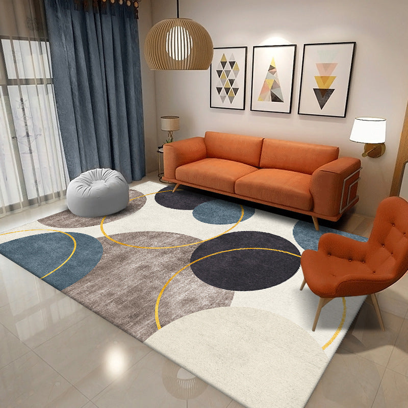 Black Moden Carpet Polyester Color Block Carpet Washable Carpet for Living Room