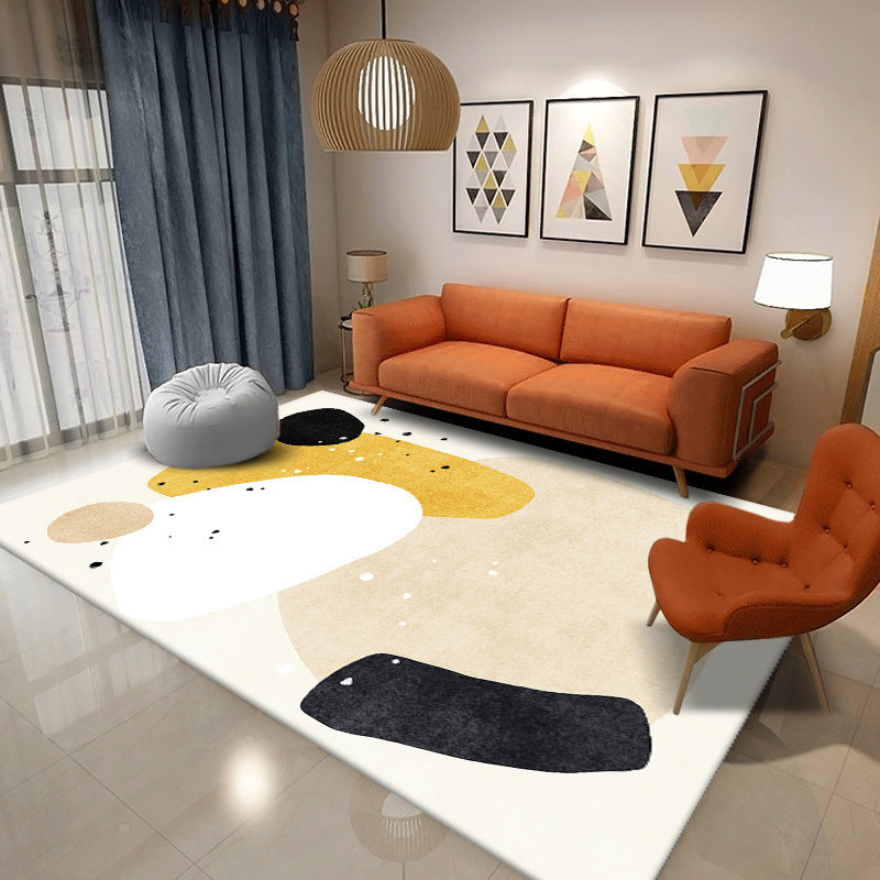 Tapis nordique noir en Polyester, bloc de couleur, avec envers antidérapant, pour la décoration de la maison