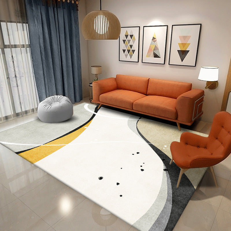 Tapis nordique noir en Polyester, bloc de couleur, avec envers antidérapant, pour la décoration de la maison