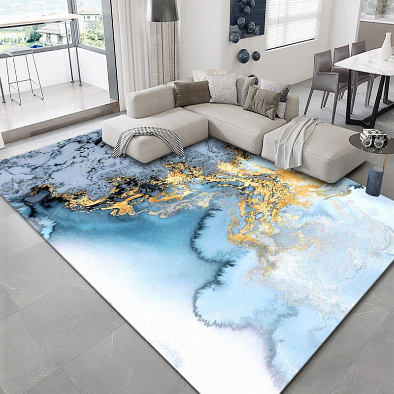 Modern Area Carpet Bold Abstract Print Indoor Rug Washable Polyster Carpet with Non-Slip Backing
