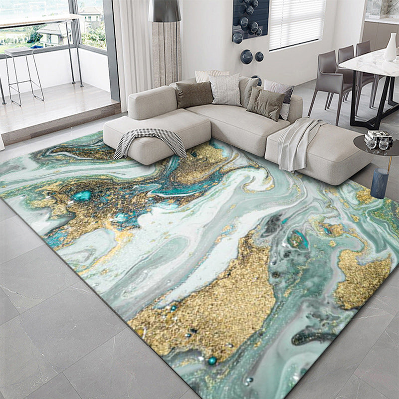 Modern Area Carpet Bold Abstract Print Indoor Rug Washable Polyster Carpet with Non-Slip Backing