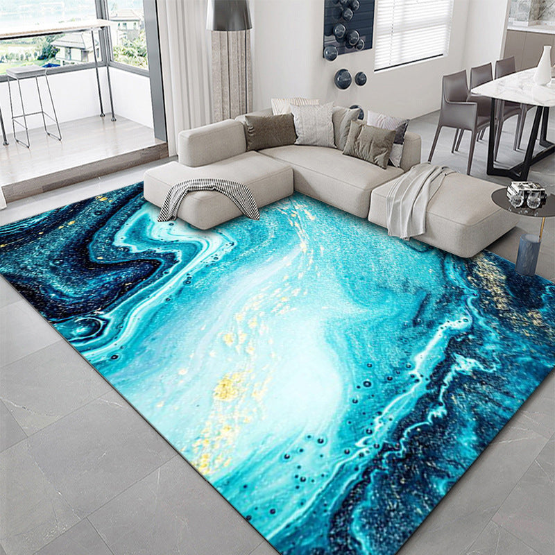 Modern Area Carpet Bold Abstract Print Indoor Rug Washable Polyster Carpet with Non-Slip Backing