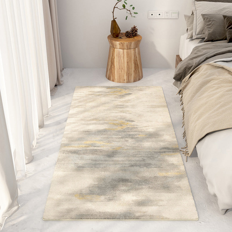 Tapis moderne Beige en Polyester, bloc de couleur, avec support antidérapant, pour la décoration de la maison